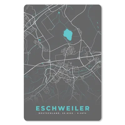 Produktbild von MuchoWow® Mauspad Mousepad Stadtplan - Karte - Deutschland - Blau - Eschweiler - Karte 40x60 cm - Mousepads - Maus Mat - Pad - Mausunterlage - Schreibtisch Accesoire