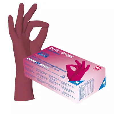 Produktbild von Nitrilhandschuhe, bordeaux, rot, Größe L, puderfrei, Style Grape by Med-Comfort