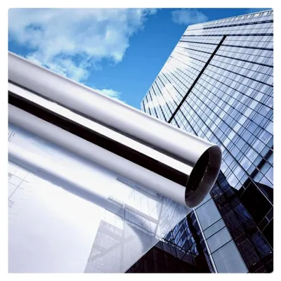 Produktbild von Sonnenschutzfolie für Fenster innen oder außen 44,5 x 200 cm, selbstklebende Spiegelfolie für Hitzeschutz, reflektierende Fensterfolie mit UV-Schutz