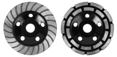 Produktbild von Absaughaube für Winkelschleifer mit Diamantschleiftöpfen zum Schleifen und Trennen Estrich Beton Fliesen Durchmesser 125 mm Bohrung 22 mm 2x Schleiftopf