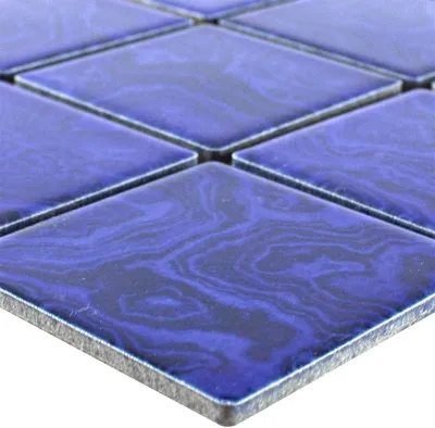 Produktbild von Keramik Mosaikfliesen David Marineblau Uni