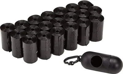 Produktbild von Standard-Hundekotbeutel mit Spender und Leinenclip, geruchlos, 300 Stück, 20 Stück à 15 Stück, Schwarz, 33 x 22,9 cm
