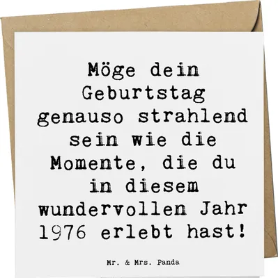 Produktbild von Mr. & Mrs. Panda Grußkarte Spruch 1976 Geburtstag - Weiß - Geschenk, herzlicher Geburtstagswunsch, faltkarte, Glückwunschkarte, Klappkarte, besonderes Jahr, Geburtsjahr