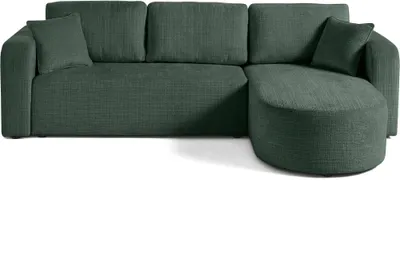Image de Best Mobilier Miro - canapé d'angle réversible - 4 places - convertible avec coffre - en velours texturé , Vert