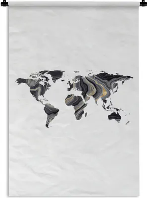 Produktbild von MuchoWow® Wandteppich Wandbehang Weltkarte - Farbe - Gold 120x180 cm Tapisserie Dekoration Wandtuch - Schlafzimmer - Dekorationen für das Haus