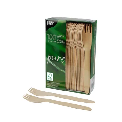 Immagine prodotto di 100 forchette, legno "puro" 16,5 cm