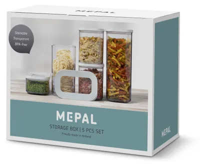 Produktbild von Rosti Mepal 106994030600, Universal-Behälter-Set, Polyethylen (PE), Styrol-Acrylnitril (SAN), Transparent, Weiß, Abnehmbarer Deckel, Rechteckig, 148 mm