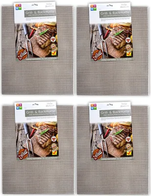 Produktbild von 4er Set BBQ Grillmatte Antihaft Dauer Grillmatten | Glasfaser Grillunterlage | Bratfolie Grill Unterlage Backmatte
