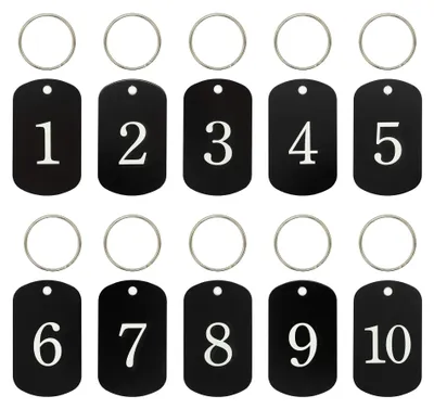 Productafbeelding van Geëtste aluminium nummerborden met ringen (1-50, zwart)