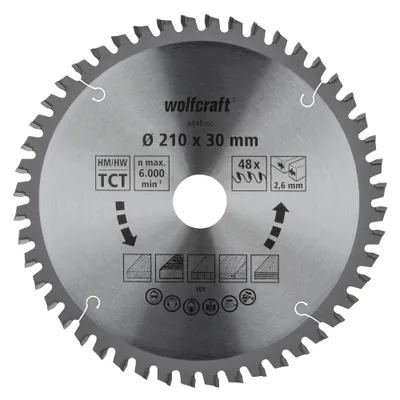 Produktbild von Wolfcraft Sägeblatt Ø 210 mm 48 Zähne Hartmetall