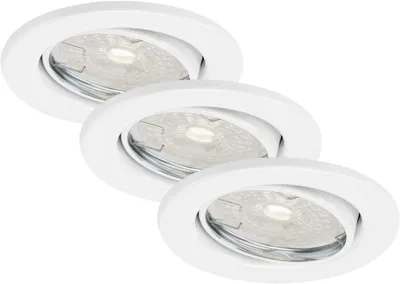 Productafbeelding van Briloner LED inbouwspots, 3 stuks, 5W per spot, 2700K (warm wit), rond, wit, set van 3
