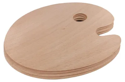 4er-Set ovale Holzpaletten mit Daumenloch für Ölmalerei