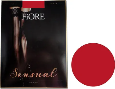 Obrázok produktu pre Podväzkové pančuchy s krásnym čipkovým švom Fiore 4 Red
