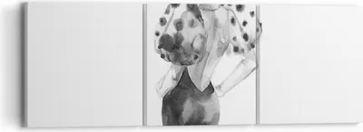 Produktbild von Bild auf Leinwand - Leinwandbild - 3 Teile - Frau Aquarell Schwarz - 90x30cm - Wand Bild - Wanddeko - Wandbilder - Leinwanddruck - Bilder - Wanddekoration - Leinwand bilder - Wandbild - CA90x30-4805