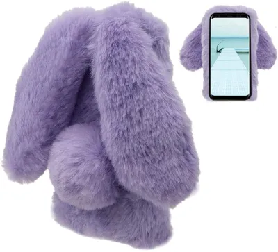 Obrázok produktu pre kompatibilný s Samsung Galaxy S8 Plyšové puzdro Fluffy Rabbit Fur Case puzdro na mobilný telefón pre dievčatá Rabbit Fur Cute Bunny Ears puzdro na mobilný telefón ochranné nárazuvzdorné TPU silikónové puzdro fialové