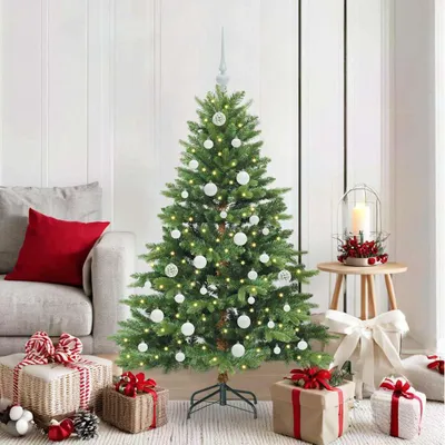 Imagen del producto de Maison Exclusive - Árbol de Navidad artificial con 150 luces LED, color verde, 150 cm, fabricado con materiales PE y PVC