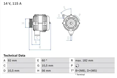 Produktbild von Bosch Lichtmaschine Generator 115A