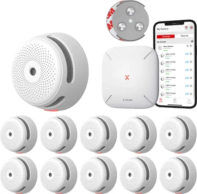 Produktbild von X-Sense Link+ Pro Intelligentes Rauchmelder-Bündel mit Magnetbefestigung - 10 XS01-M Rauchmelders und SBS50 Basisstation - Funktioniert über App