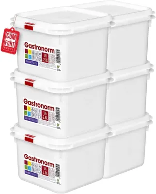 Image de COM-FORT HOUSE Lot 6 boîtes rectangulaires hermétiques en plastique 2,8 L