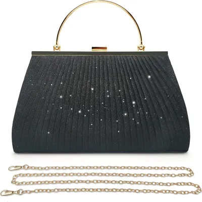 Produktbild von Pahajim Damen Clutch Glitzer Abendtasche Schwarz 24x15x4cm