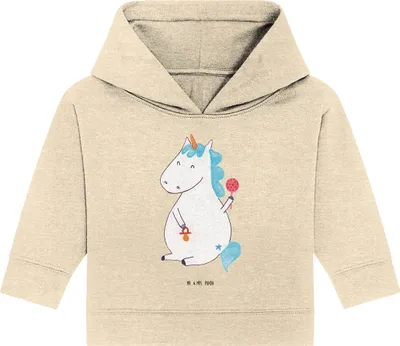 Produktbild von Mr. & Mrs. Panda Organic Baby Hoodie Einhorn Baby 24. - 36. Monat - Natural Raw - Geschenk, Geburtstag, Mutter, Unicorn, Kapuzensweatshirt, Party, Einhörner, Kapuzenshirt
