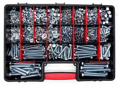 Produktbild von Werkstatt-Schraubensortiment - Stahl verzinkt - M 6 bis M 12 - 1385 Teile (Muttern, Scheiben, Schrauben)