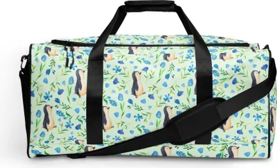 Produktbild von Mr. & Mrs. Panda Reisetasche Pinguinliebe Design - Weiß - Geschenk, Muster, Pinguin, Blaue Blumen, Sporttasche Damen, Weekender, Pinguine, Aquarell, Herren, Duffle-Bag