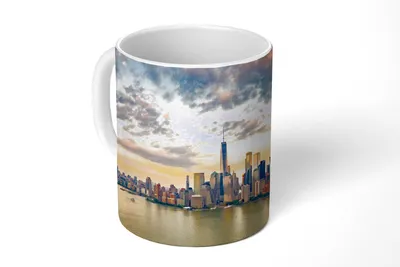 Obrázok produktu pre MuchoWow® Pohár Šálka na kávu Hrnček na kávu 350 ml New York - panoráma - západ slnka Šálka na čaj - Foto hrnček