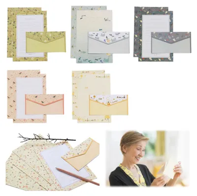 Produktbild von 25 Briefpapier-Sets mit Umschlägen, exquisit gestaltet, Naturpapier, doppelseitig florales Natur-Damen-Briefset für Erwachsene