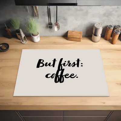 Produktbild von KitchenYeah© Herdabdeckplatte Kaffee - Koffein - Aber zuerst: Kaffee - Sprichwörter - Zitate , 75x52cm, Küche Deko, Glaskeramikkochfeld Herdabdeckung, Abdeckplatte fùr Kochfeld