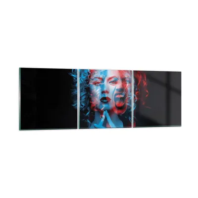 Produktbild von Bilder auf glas - 3 Teile - Schwarz Frau Emotionen - 120x40cm - Glasbilder - Wandbilder - Bilder - zum Aufhängen bereit - Wanddekoration aus Glas - Glas Bilder - Wandbild auf Glas - GCA120x40-4472