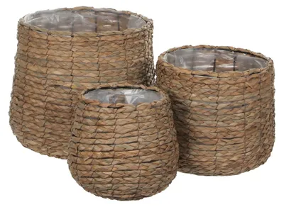 Productafbeelding van Mica Decorations Avalon Plantenmand - Set van 3 - H31 x Ø30 cm - Zeegras - Lichtbruin