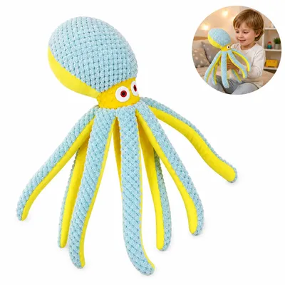 Produktbild von Quietschspielzeug Hund,Plüsch Oktopus Hundespielzeug mit8langen Tentakeln,Zerrspielzeug&Kauspielzeug,interaktives Spielzeug für kleine bis große Hunde