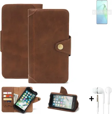 Produktbild von K-S-Trade Handyhülle + Kopfhörer für Oppo Reno8 Pro+ Schutz Hülle Walletcase Bookstyle Tasche Case Handytasche Wallet Flipcase Cover PolyurethanBraun (1x)