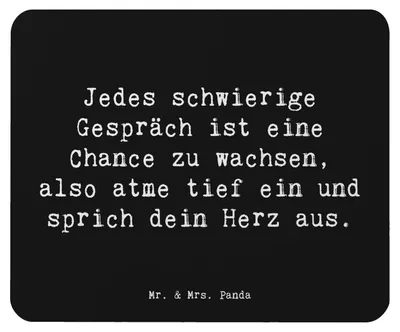 Produktbild von Mr. & Mrs. Panda mauspad pc Spruch Ein schwieriges Gespräch führen - Schwarz - Geschenk, Geschenkideen, offenes, persönliche Stärkung, Entwicklung, Zuversicht, Trost