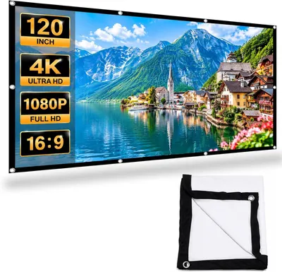 Immagine prodotto di Schermo di proiezione a doppio lato, 120 pollici, in poliestere HD, formato 16:9, per home cinema