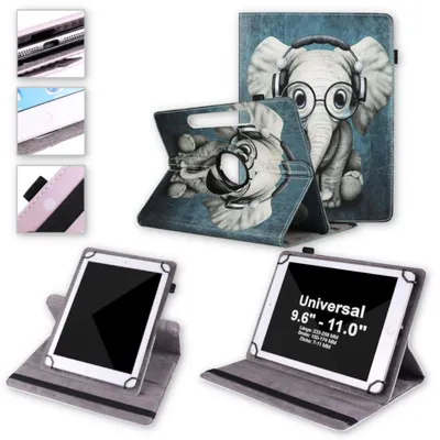 Immagine prodotto di Custodia per tablet Facetel da 10 pollici con motivo a 360 gradi, in Pelle finta