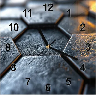 Produktbild von Wanduhr aus Glas mit Motiv Hexagon Fliesenstrukur- 30 x 30 cm - inkl. Aufhängesystem