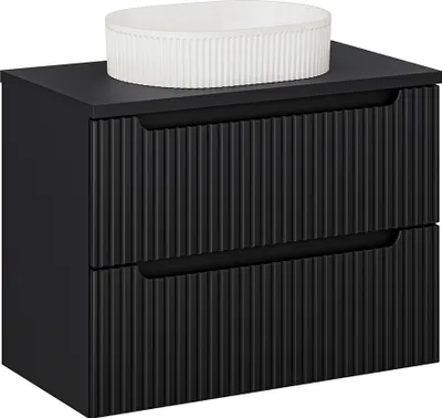 Produktbild von Waschtisch 80cm, in schwarz, gerillte Front, NEWPORT-56-BLACK