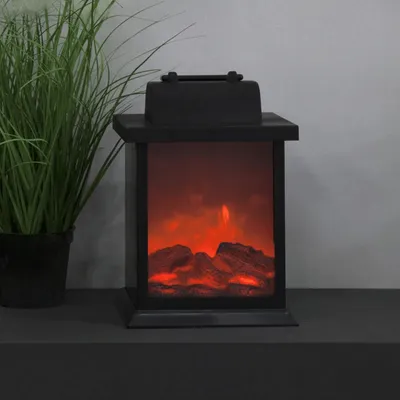 Produktbild von LED Kamin Laterne FIREPLACE - flackernd - H: 21cm - B: 15cm - T: 14cm - Timer