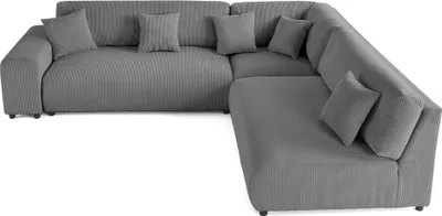 Image de Lisa Design Garance - canapé modulable d'angle droit - 6 places - en velours côtelé , Gris foncé