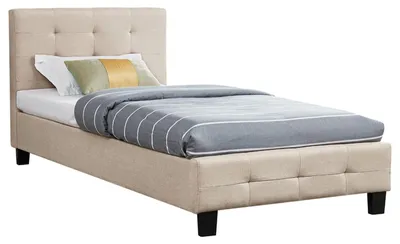 Produktbild von Polsterbett OHIO Bettgestell 90 x 200 cm Einzelbett Designbett inklusive Lattenrost Textilbezug in beige