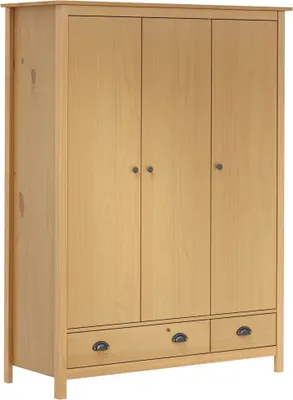 Produktbild von Cloris Designermöbel Kleiderschrank mit 3 Türen Hill 127x50x170cm Massivholz Kiefer 2024 Neu