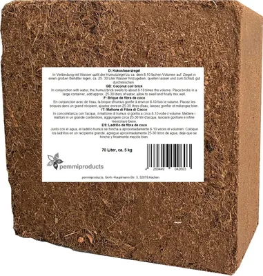 Produktbild von Kokosfaserziegel 70 Liter, ca. 5kg, Humusziegel, Kokosziegel, torffreie Anzuchterde