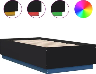 Produktbild von vidaXL Bettgestell mit LED Schwarz 90x190 cm Holzwerkstoff