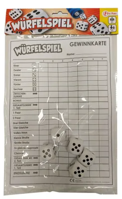 Produktbild von Toi-Toys 51081A - XXL Würfelspiel (deutsch) - Punkteblock inkl 5 Würfeln Gesellschaftsspiel Familienspiel