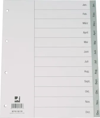 Produktbild von Connect KF01819, Grau, Polypropylen (PP), A4, 210 mm, 297 mm, 12 Stück(e)