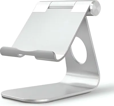 Produktbild von Tablet Halterung – Handy & Tablet Ständer – Verstellbar – Universell – Für 5 bis 13 Zoll – Silber