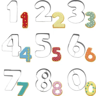 Image de Emporte-pièces avec les chiffres de 0 à 9, emporte-pièces numériques en acier inoxydable, moules à biscuits pour la pâtisserie, décoration de gâteaux, pâte à sucre, moules de pâtisserie à faire soi-même