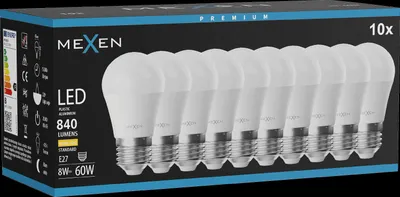 Produktbild von Mexen Nova 10x LED-Lampe E27, G45, 8W, Warm - 3000K, 840 lm - L101-E27-0830-01x10